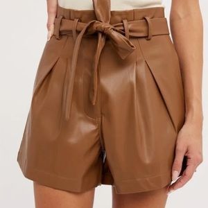 Zara Faux Leather Belted Shorts